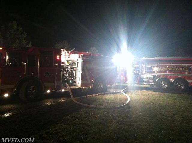 Engine s 23 and 24 operate on the scene of a barn fire on Emory Place in Charles County